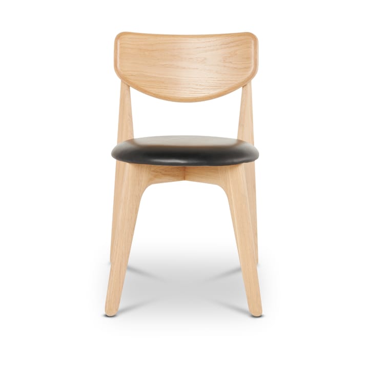 Slab matstol klädd sits, Natural oak-black leather Tom Dixon