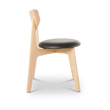 Slab matstol klädd sits - Natural oak-black leather - Tom Dixon