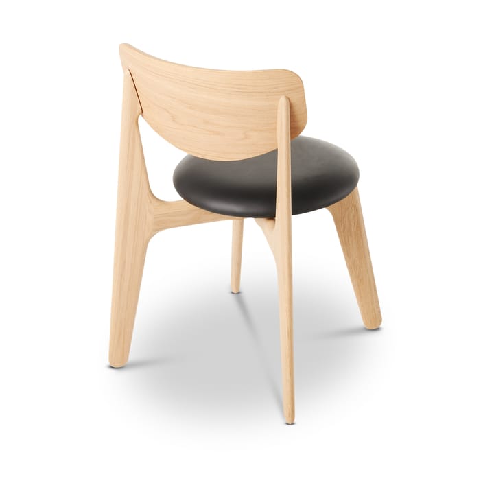 Slab matstol klädd sits, Natural oak-black leather Tom Dixon