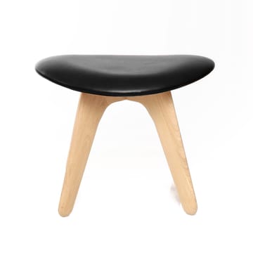 Slab ottoman 45x55 cm - Natural oak-black leather - Tom Dixon