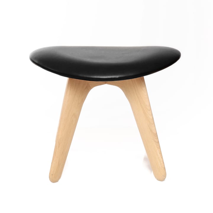 Slab ottoman 45x55 cm, Natural oak-black leather Tom Dixon