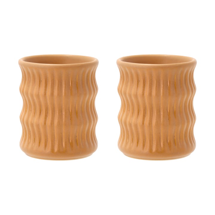 Styles mugg med räfflat mönster 30 cl 2-pack - Amber - Villa Collection