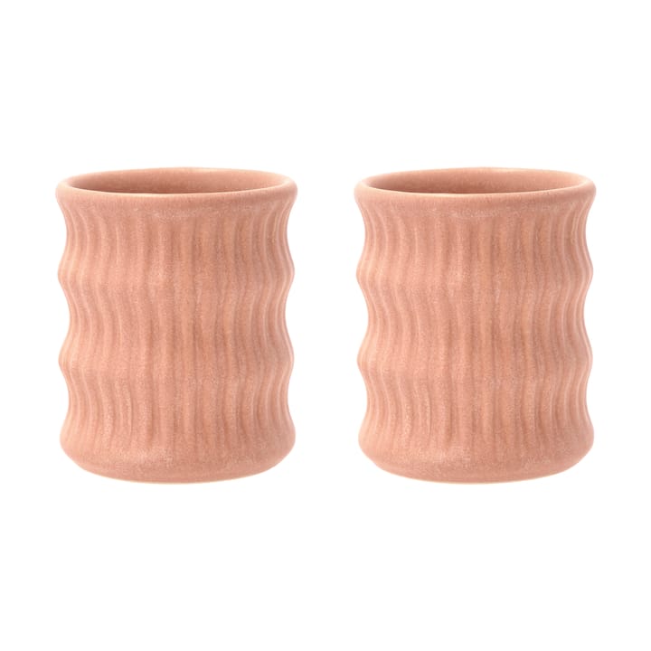 Styles mugg med räfflat mönster 30 cl 2-pack - Rosa - Villa Collection