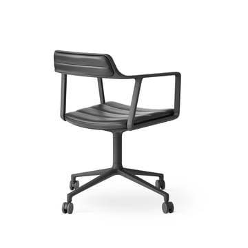 Vipp452 Swivel kontorsstol med hjul - Black aluminium-black leather - Vipp