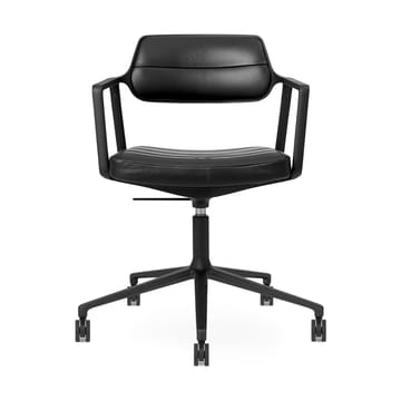 Vipp453 Swivel+ kontorsstol med hjul - Black aluminium-black leather - Vipp