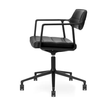 Vipp453 Swivel+ kontorsstol med hjul - Black aluminium-black leather - Vipp