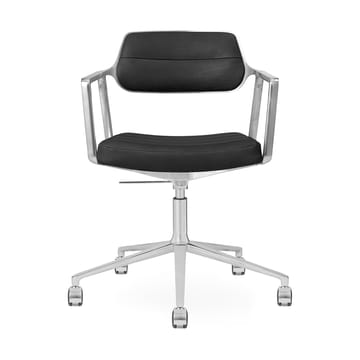 Vipp453 Swivel+ kontorsstol med hjul - Pol. aluminium-black leather - Vipp