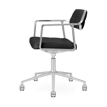 Vipp453 Swivel+ kontorsstol med hjul - Pol. aluminium-black leather - Vipp