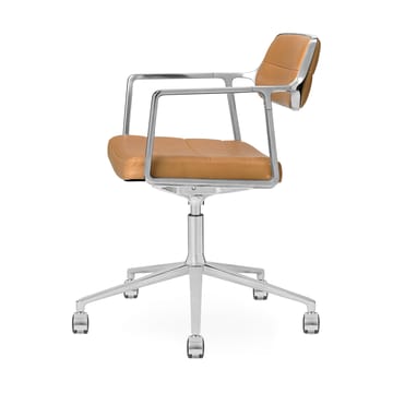 Vipp453 Swivel+ kontorsstol med hjul - Pol. aluminium-camel leather - Vipp