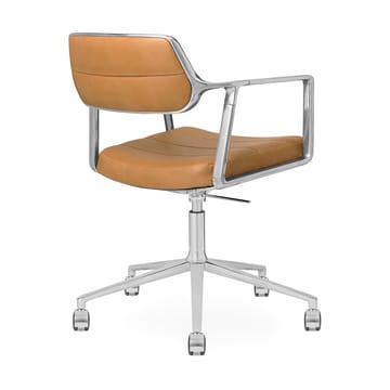 Vipp453 Swivel+ kontorsstol med hjul - Pol. aluminium-camel leather - Vipp