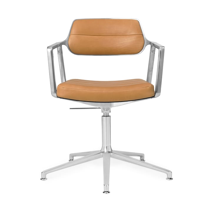 Vipp453 Swivel+ kontorsstol - Pol. aluminium-camel leather - Vipp