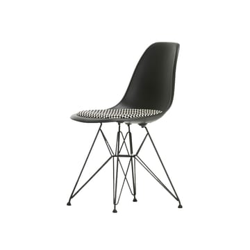 Eames plastic side chair DSR stol klädd sits - Black-Checkered-Black - Vitra