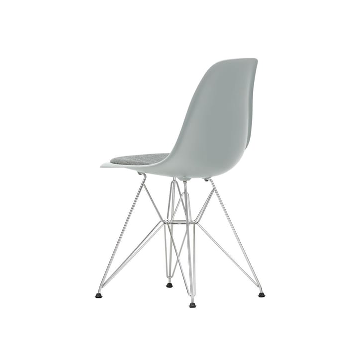 Eames plastic side chair DSR stol klädd sits - Light grey-Hopsak 23-Chrome - Vitra