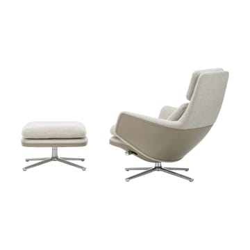 Grand Relax Low fåtölj & ottoman aluminiumstativ - Nubia cream/sand-Forte sand - Vitra