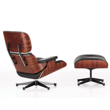 Lounge Chair Ottoman Leather premium F - 68 chocolat-45 walnut-polished - Vitra