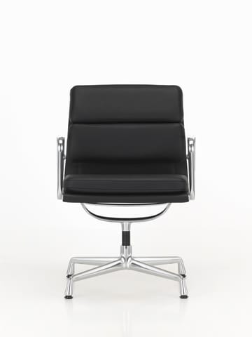 Soft Pad Chair EA 208 classic height polerat krom - Läder L50 Nero (filttassar) - Vitra