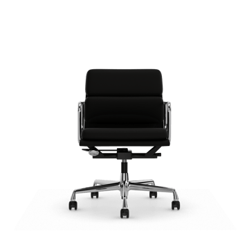 Soft Pad Chair EA 217 polerat kromstativ - Läder premium F L50 Nero - Vitra