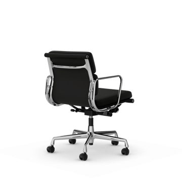 Soft Pad Chair EA 217 polerat kromstativ - Läder premium F L50 Nero - Vitra