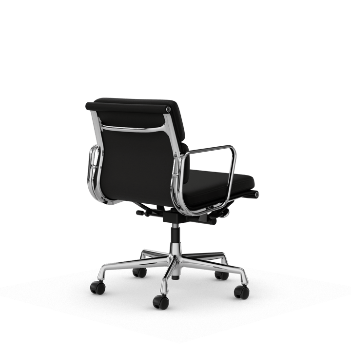 Soft Pad Chair EA 217 polerat kromstativ - Läder premium F L50 Nero - Vitra